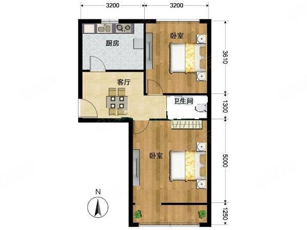 车站北里 2室 南北通透 72平 3500元