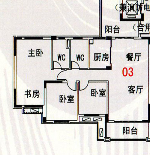 66平米户型图,朝南朝向 佛山安居客